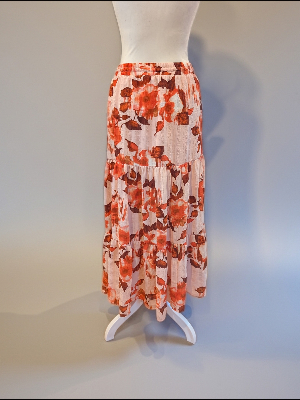 Pink Floral Tiered Maxi Skirt - Picture 2 of 3